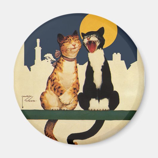 Vintage Katzen singen, lustige und Alberne Tiere Magnet (Vorne)