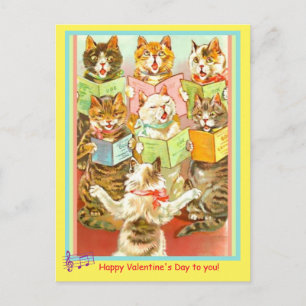 Vintage Katzen singen Valentinsgrußkarte, alt. Tuc Postkarte