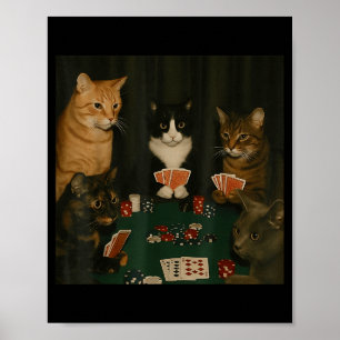 Vintage-Katzen spielen Poker Katze Spielkarte Gamb Poster