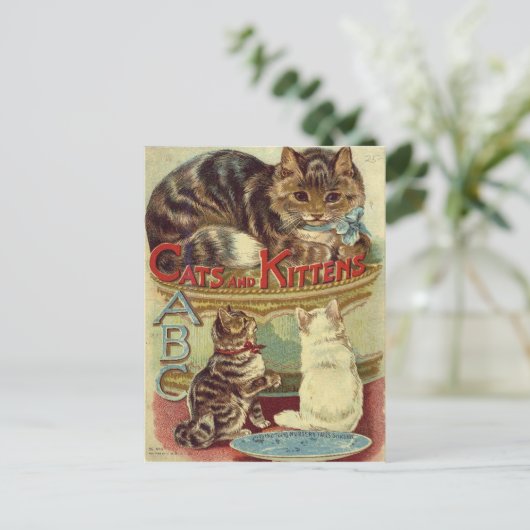 Vintage Katzen süße Tier Postkarte (Stehend Vorderseite)
