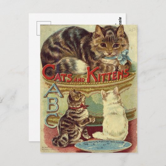Vintage Katzen süße Tier Postkarte (Vorne/Hinten)