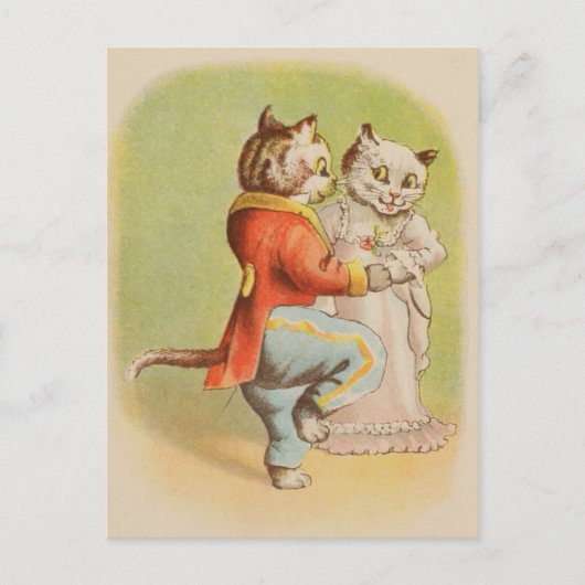 Vintage Katzen tanzen Postkarte (Vorderseite)