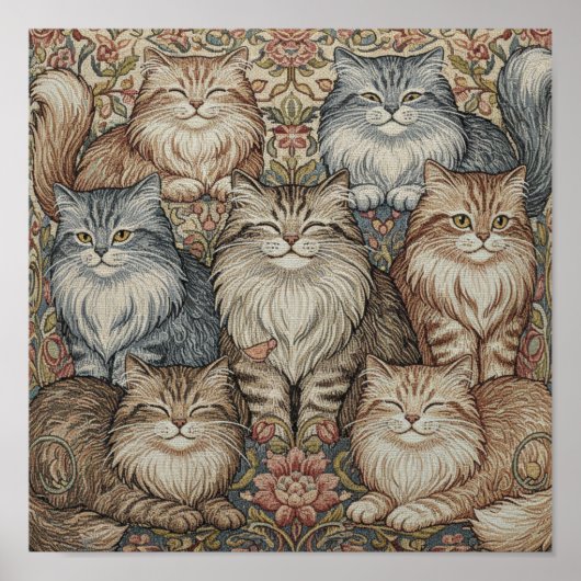 Vintage Katzen-Tapetenposter Poster (Vorne)