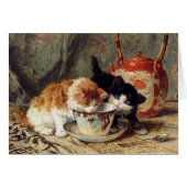 Vintage Katzen Teacups Kunstleere Karte (Vorderseite (Horizontal))