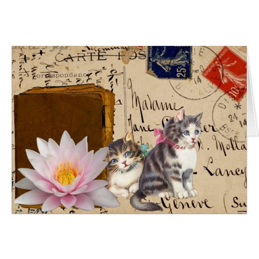 Vintage Katzen und Buch (Vorderseite (Horizontal))