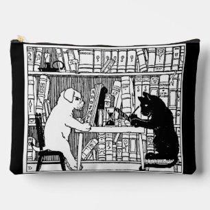 Vintage Katzen- und Hunde-Bibliothek Buchliebhaber Zubehörtasche