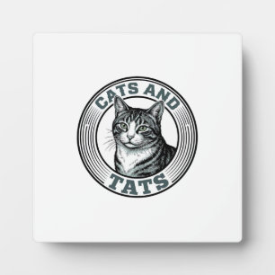 Vintage-Katzen und Tats-Tätowierung Katzen-Design_ Fotoplatte