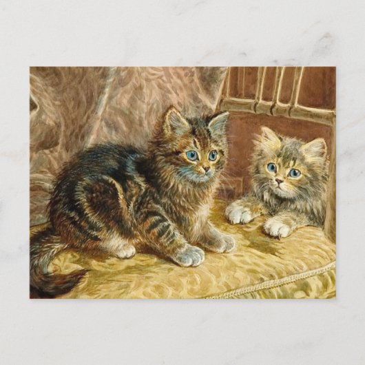 Vintage Katzen - Viktorianische Katze Kunst Postka Postkarte (Vorderseite)