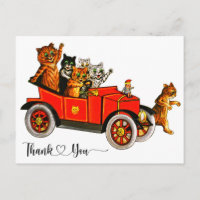 Vintage Katzen von Louis Wain im Auto Danke