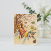 Vintage Katzen Wandern Windy Day Postkarte (Stehend Vorderseite)