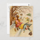 Vintage Katzen Wandern Windy Day Postkarte (Vorne/Hinten)