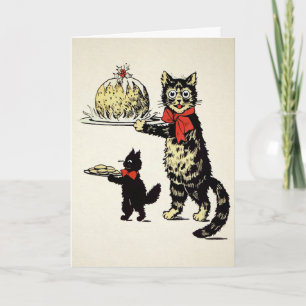 Vintage-Katzen-Weihnachtskarte Feiertagskarte