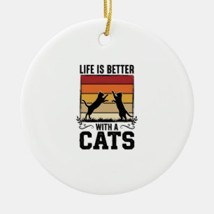 Vintage-Katzen-Zitat Retro-Sonnenuntergang Katzenl Keramik Ornament