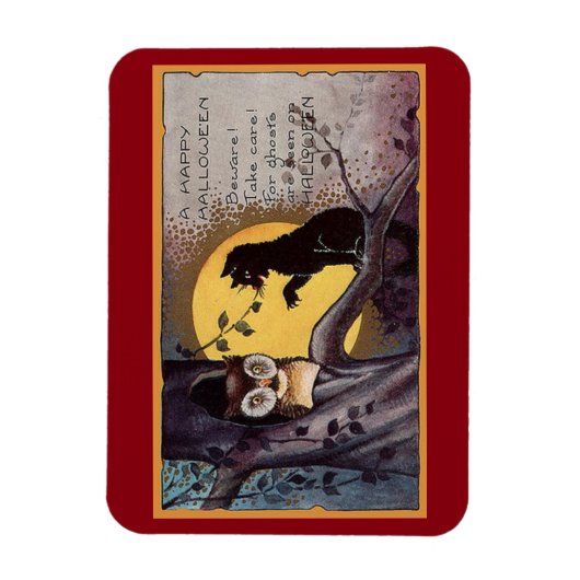 Vintage Katzenart und Eule Magnet (Vertikal)