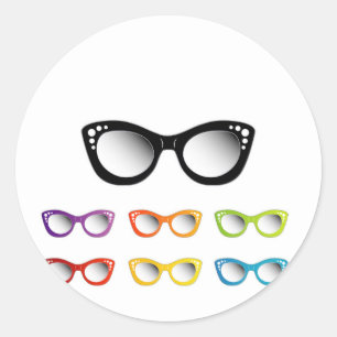 Vintage-Katzenaugenbrille für Damen Runder Aufkleber