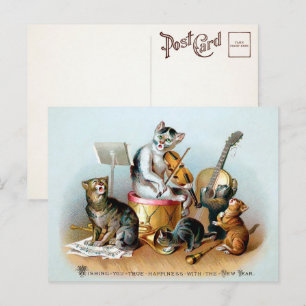 Vintage-Katzenband Neujahrspostkarte Postkarte
