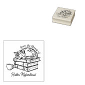 Vintage Katzenbücher und Kaffee-Buchzeichen Gummistempel (Stempel)