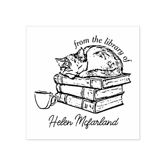 Vintage Katzenbücher und Kaffee-Buchzeichen Gummistempel (Prägung)