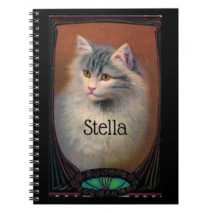 Vintage-Katzenillustration Art Nouveau elegant Notizblock