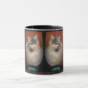Vintage-Katzenillustration Art Nouveau elegant Tasse