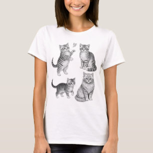 Vintage-Katzenillustration Cottagecore-Kätzchen-Sk T-Shirt
