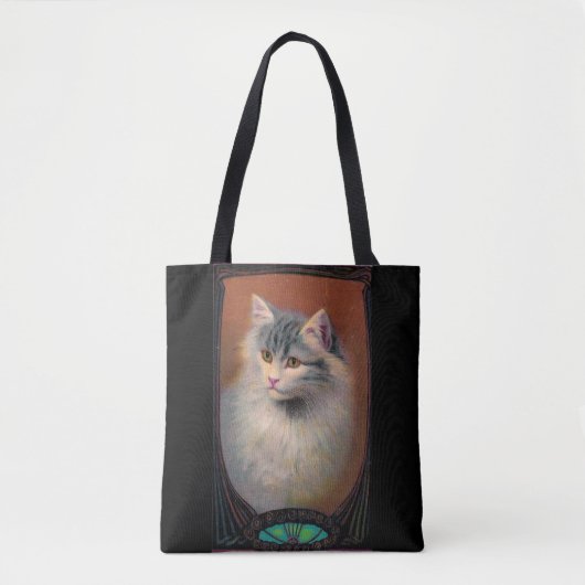 Vintage Katzenillustrierung Jugendstil Tasche (Vorderseite)