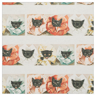 Vintage Katzenkätzchen, rosa Halloween-Katzen Stoff