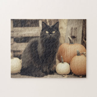Vintage Katzenkatze und Kürbiskins Puzzle