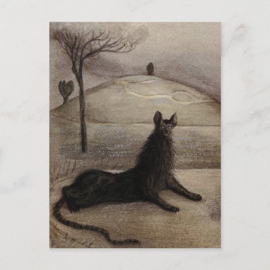 Vintage Katzenkunst Postkarte (Vorderseite)