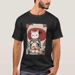 Vintage-Katzenkunst Ukiyo-e Süße Geisha-Katze Japa T-Shirt