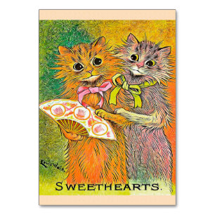 Vintage-Katzenkunstbild Süßes Katzendesign Tischnummer