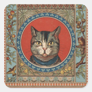 Vintage Katzenleben für Kitty Cat Classic Victoria Quadratischer Aufkleber