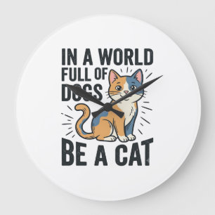 Vintage-Katzenliebhaber Sei eine Katze Grafikdesig Große Wanduhr