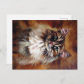 Vintage Katzenmalerei |Niedliche Katzengestaltung Ankündigungspostkarte (Vorne/Hinten)