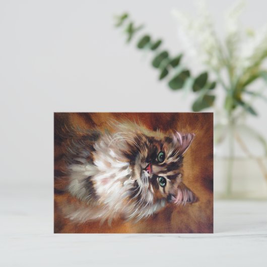 Vintage Katzenmalerei |Niedliche Katzengestaltung Ankündigungspostkarte (Stehend Vorderseite)