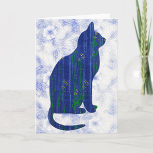 Vintage-Katzenmuster auf gemusterten Kunstnotizkar Karte
