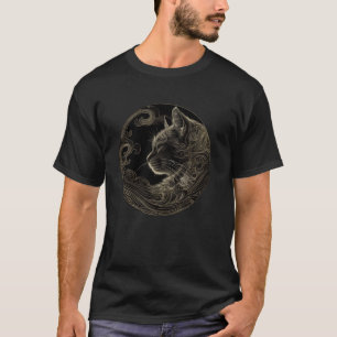 Vintage Katzenwellen-Muster japanische Kunst Haust T-Shirt