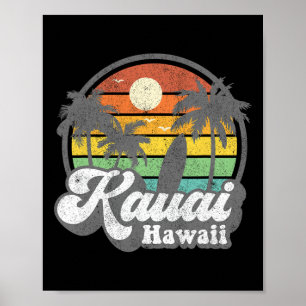 Vintage Kauai Strand Hawaii Surfen Hawaiian Surfin Poster