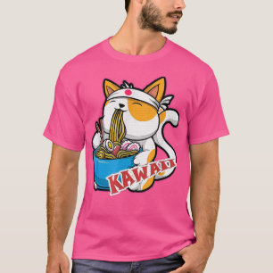 Vintage Kawaii Katze fressen Ramen Anime Retro Jap T-Shirt