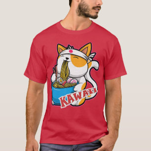 Vintage Kawaii Katze fressen Ramen Anime Retro Jap T-Shirt