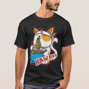 Vintage Kawaii Katze fressen Ramen Anime Retro Jap T-Shirt