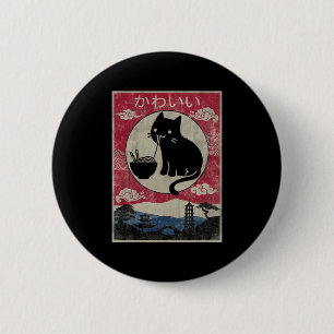 Vintage Kawaii Katze Ramen Anime Japanische Kinder Button