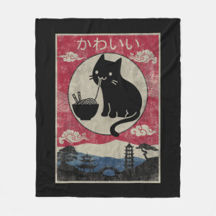 Vintage Kawaii Katze Ramen Anime Japanische Kinder Fleecedecke