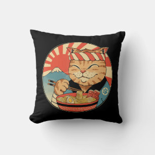 Vintage Kawaii Ramen Katze Neko Anime Japanische N Kissen