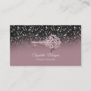 Vintage Kay Black Glitter Pailletten   Visitenkarte