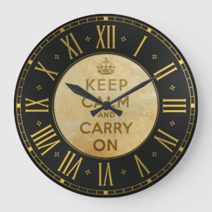 Vintage Keep Calm And Carry On Wall Clock Große Wanduhr