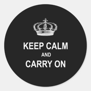 Vintage-Keep-Calm-and-Carry-On-Zitat mit Krone Runder Aufkleber