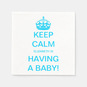 Vintage-Keep-Calm-Blauer-Junge-Baby-Party Serviette