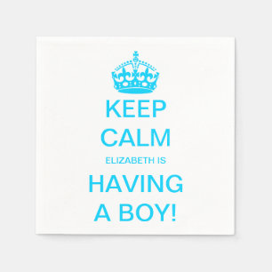 Vintage Keep Calm Blaues Baby Boy Baby Shower Serviette