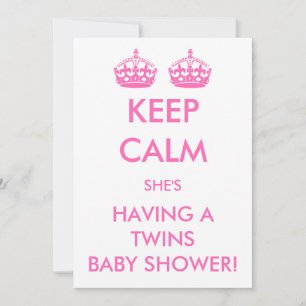Vintage Keep Calm es ist ein Mädchen Zwillings-Bab Einladung